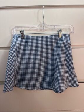 Princess Polly Blue & White Gingham Circle Mini Skirt
